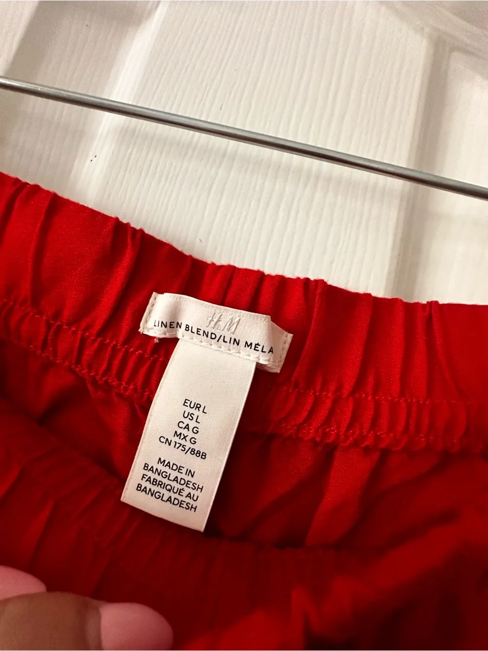 H&M Linen Bland Bright Red Wide-Leg Drawstring Pants
